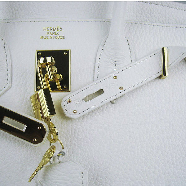 Replica Hermes Birkin 30CM Togo Leather Bag White 6088 On Sale - Click Image to Close